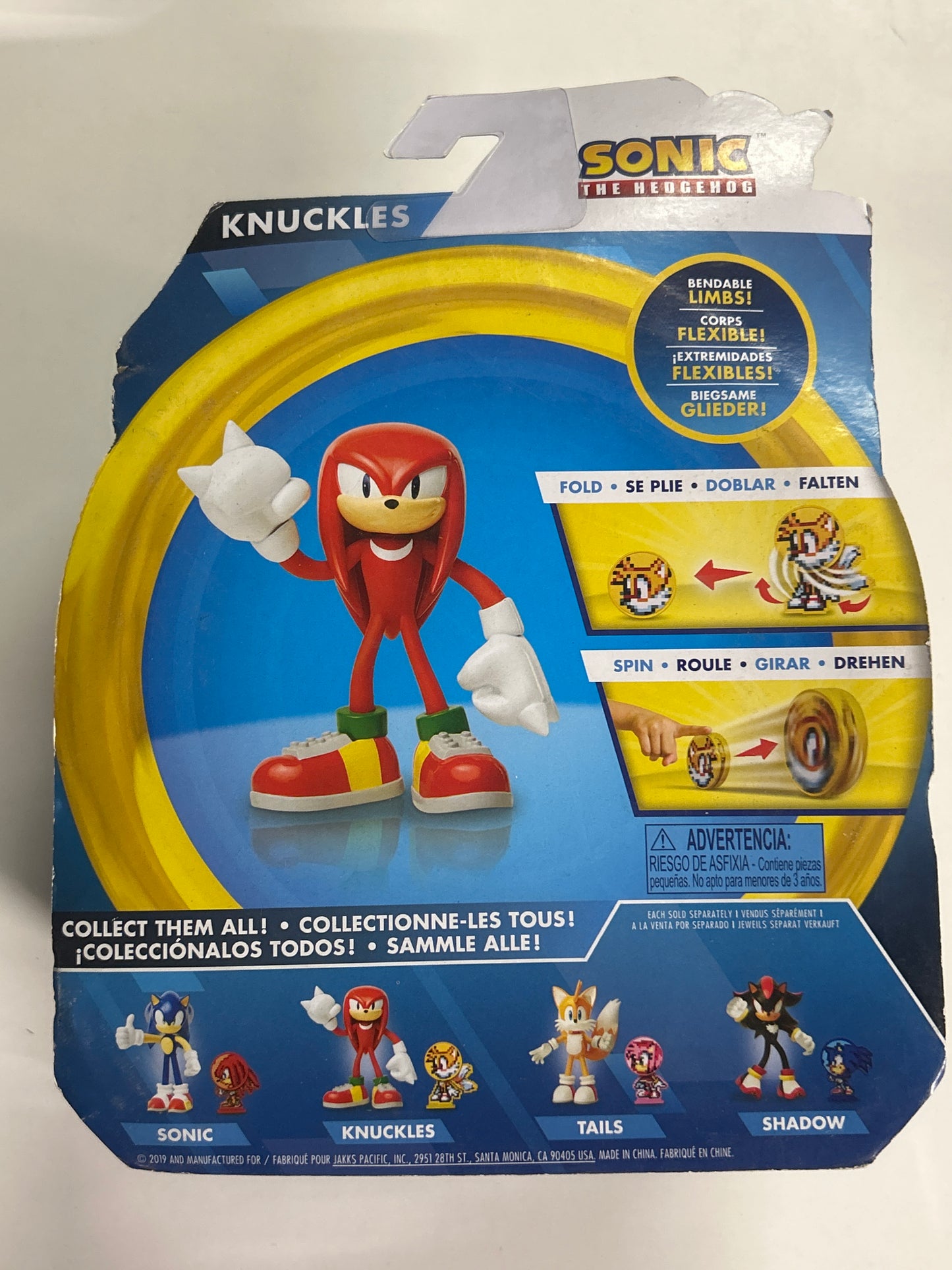 JAKKS PACIFIC SONIC THE HEDGEHOG KNUCKLES/TAILS SPINNING DISC 4”FIGURE NEW IN NEAR MINT BOX