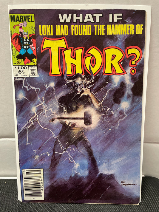 WHAT IF LOKI FOUND THE HAMMER OF THOR #47 (1984) NEWSSTAND, FINE+