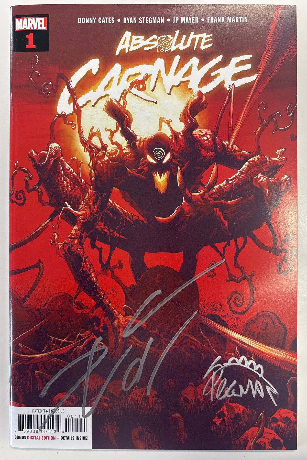 MARVEL ABSOLUTE CARNAGE #1 SIGNED BY DONNY CATES & RYAN STEGMAN WITH CERTIFICATE OF AUTHENTICITY