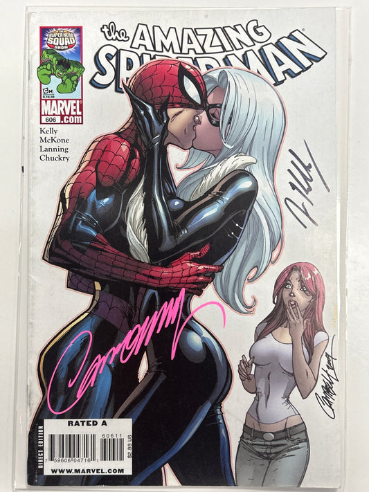 THE AMAZING SPIDER-MAN #606 SIGNED BY J. SCOTT CAMPBELL AND J. KELLY MODERATE PLAY CONDITION