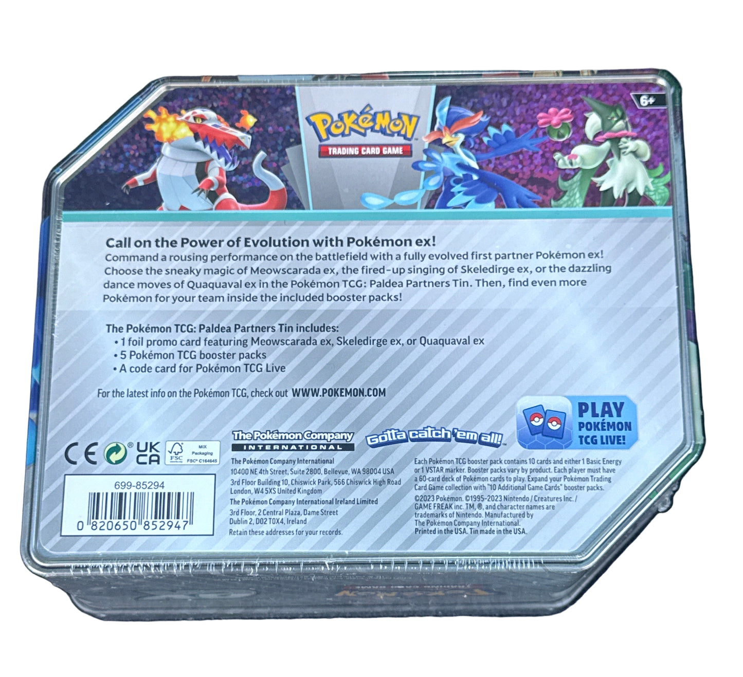 POKEMON PALDEAN PARTNERS MEOWSCARDA EX TIN SET
