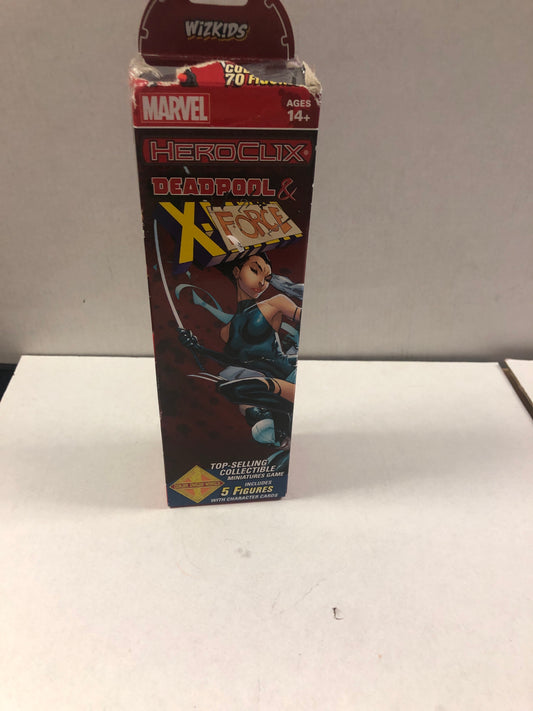 MARVEL HEROCLIX 5 PACK DEADPOOL AND X-FORCE TERRIBLE CONDITION TORN AND TAPED BOX TOP OF BOX MISSING