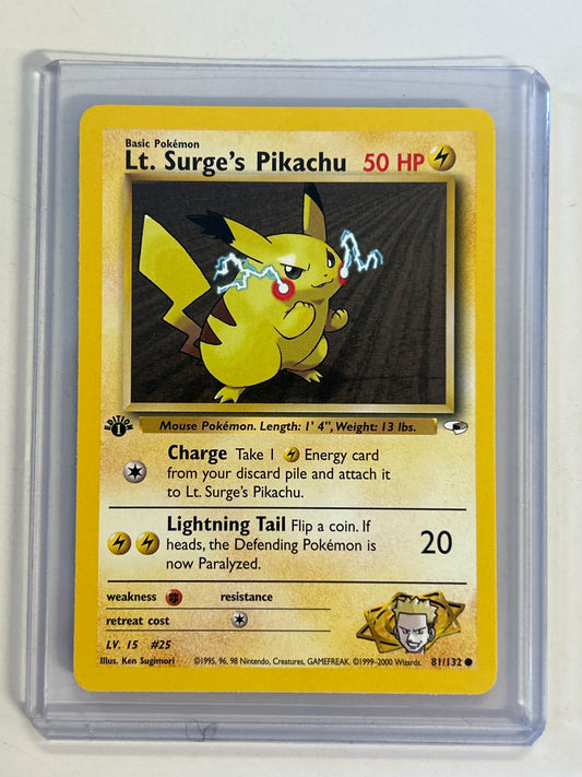 POKÉMON TCG LT. SURGE’S PIKACHU 81/132 FIRST EDITION NEAR MINT CONDITION