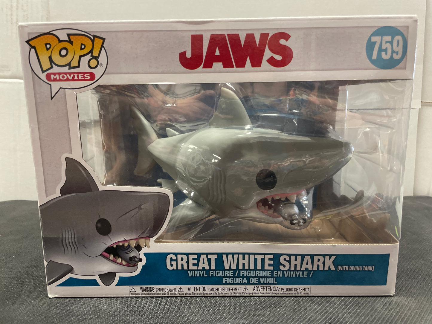 JAWS FUNKO POP MOVIES THE GREAT WHITE SHARK #759 (2019 EXCELLENT CONDITION)