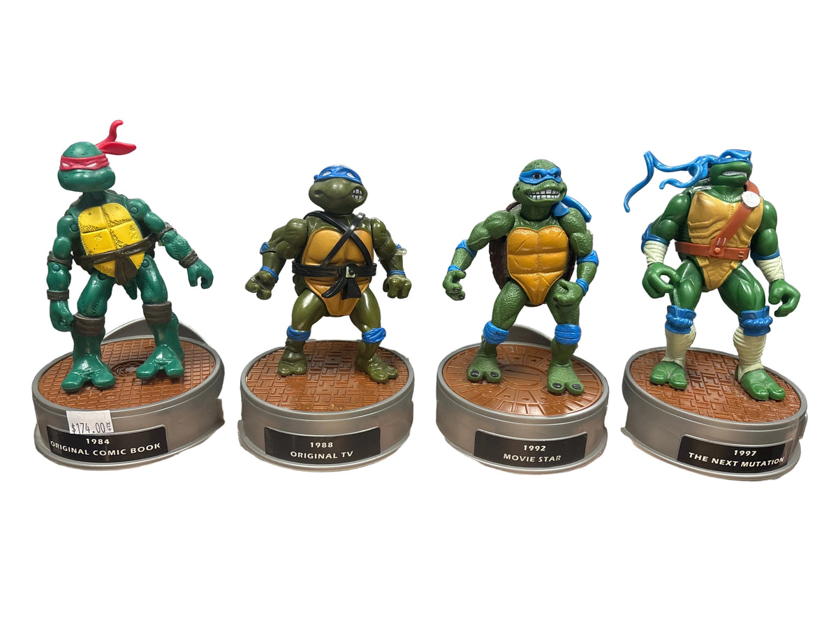 PLAYMATES TMNT HISTORY OF LEONARDO 8 ACTION FIGURE SET LOOSE