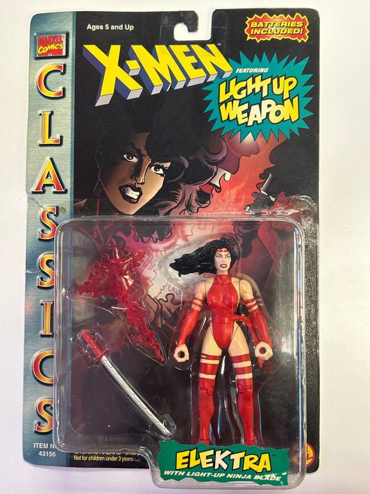 TOYBIZ MARVEL COMICS CLASSICS X-MEN ELEKTRA LIGHT UP WEAPON FIGURE IN LIGHT PLAY BOX