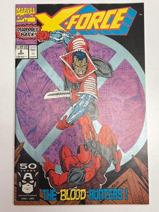 MARVEL COMICS X-FORCE 2 (1991) 2ND APPEARANCE OF DEADPOOL VERY FINE/NEAR MINT CONDITION