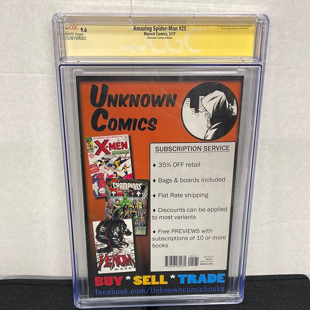 AMAZING SPIDER-MAN #25 SS CGC 9.6 (2017, BIG SPIDEY KEY! HTF TYLER KIRKHAM VARIANT & SIGNED BY KIRKHAM!)