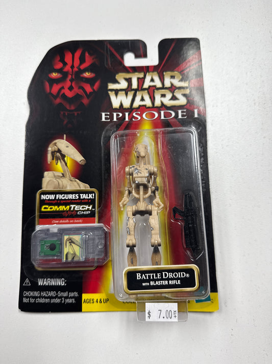 Star Wars Episode I Battle Droid with blast rifle Action Figure Talking CommTech Chip