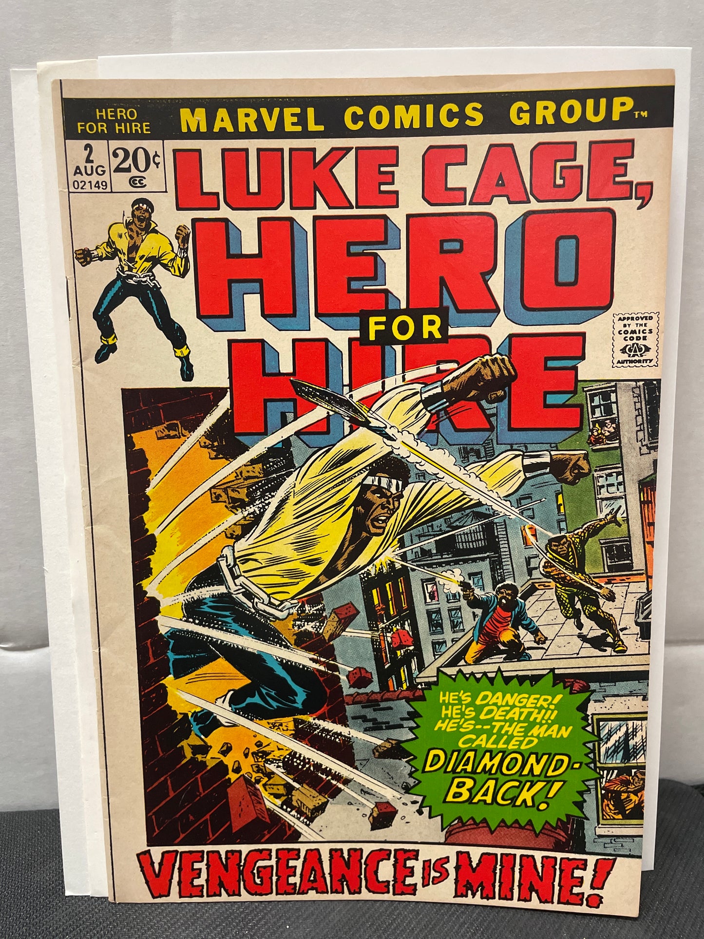 HERO FOR HIRE, LUKE CAGE #2 VF/NM (1972, BIG KEY!) 1st CLAIRE TEMPLE & D.W. GRIFFITH! DEATH OF DIAMONDBACK! 2nd LUKE CAGE!