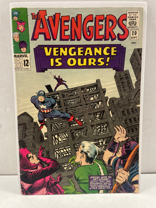 THE AVENGERS #20 (MARVEL SILVER AGE 1965, FINE+) BEAUTY!