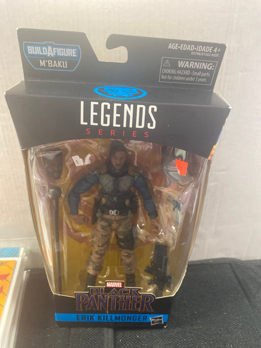 MARVEL LEGENDS SERIES BLACK PANTHER ERIK KILLMONGER M BAKU BUILD A FIGURE OKAY CONDITION PLASTIC LOOSE ON FRONT OF BOX