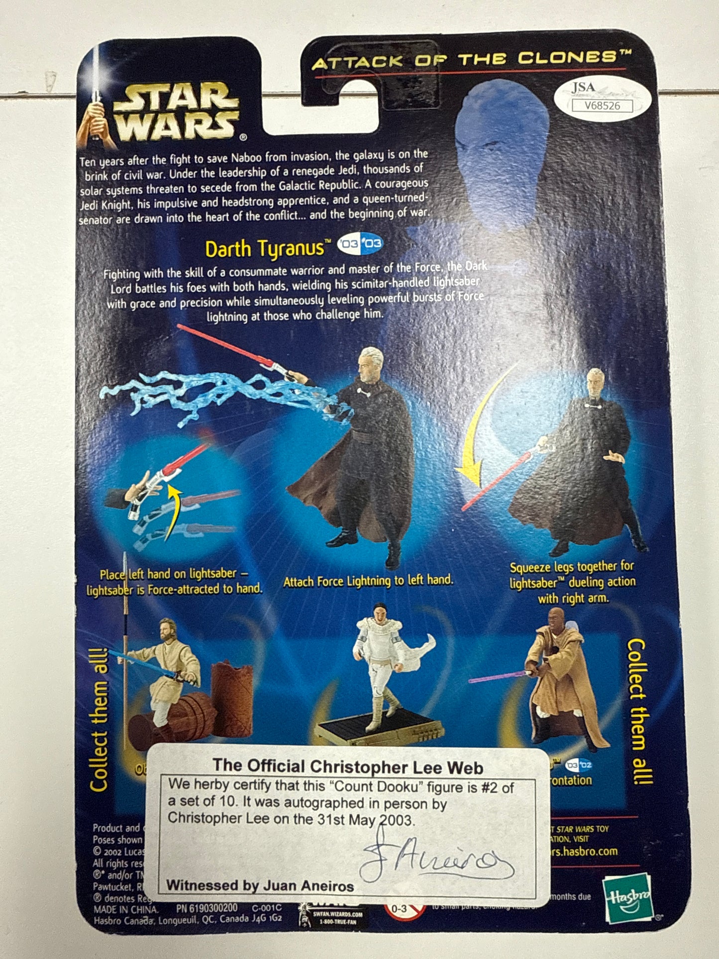 2002 Hasbro Star Wars Saga Collection - Darth Tyranus #03-03 SIGNED CHRISTOPHER LEE WEBB