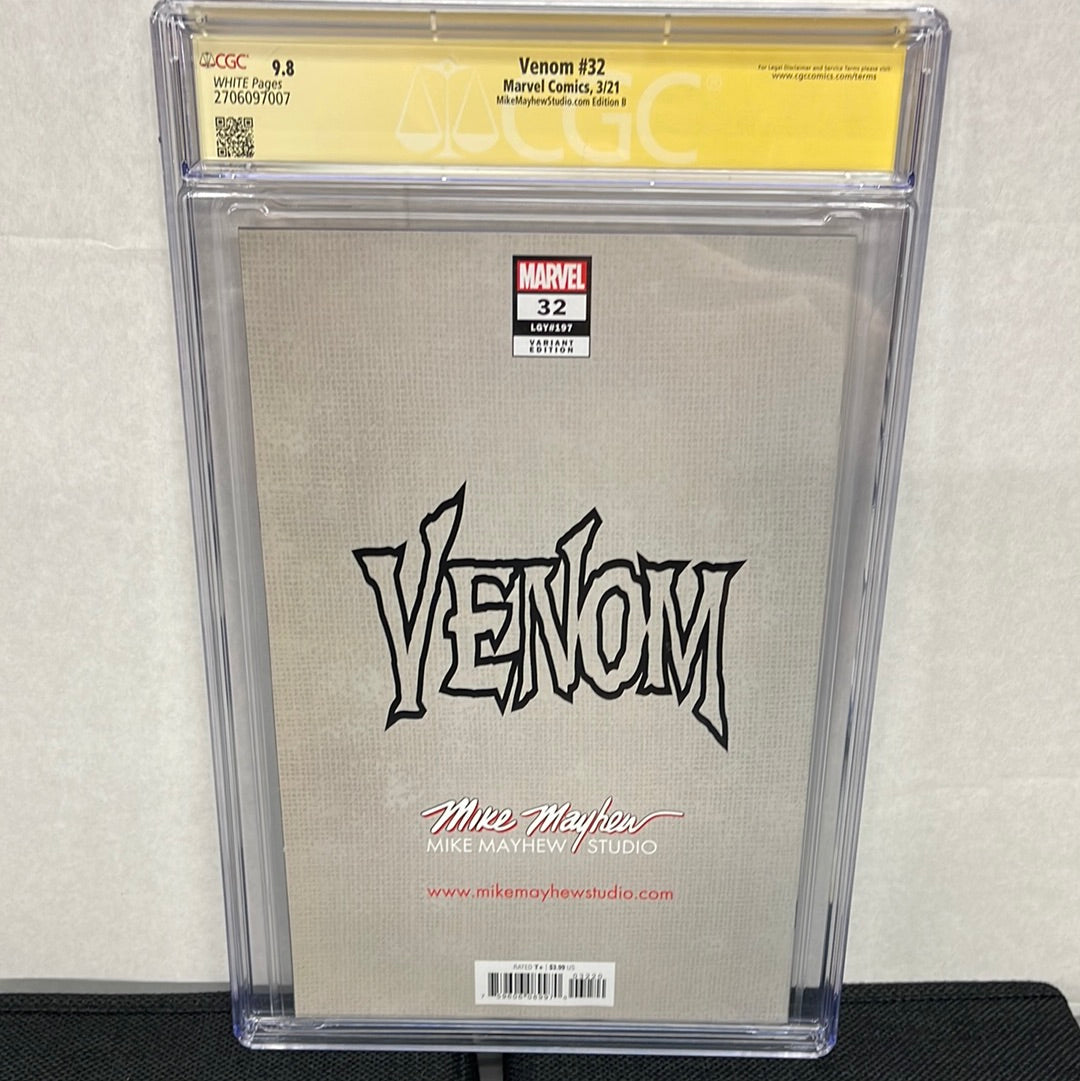 VENOM #32 SS CGC 9.8 (2022, HTF MIKE MAYHEW VARIANT B & SIGNED BY MAYHEW!)