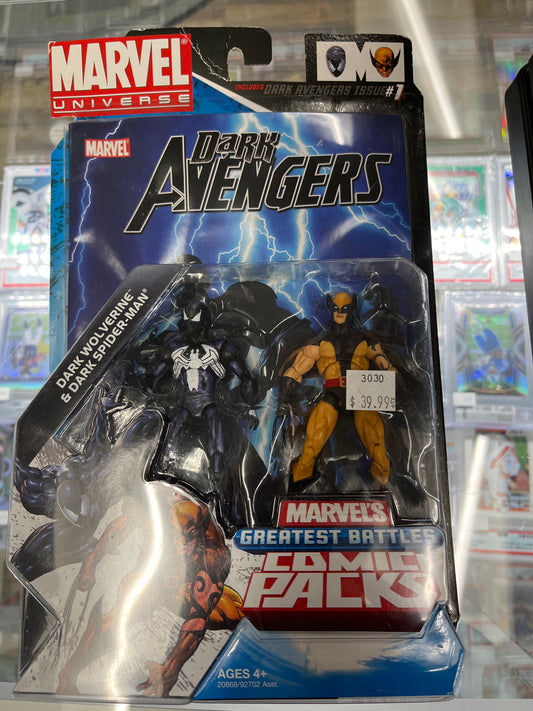 MARVELS GREATEST BATTLES COMIC PACKS DARK WOLVERINE & DARK SPIDER-MAN ACTION FIGURE