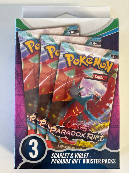 POKÉMON TCG SCARLET & VIOLET PARADOX RIFT 3 PACK BLISTER BOX look
