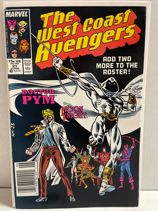 THE WEST COAST AVENGERS #21 NM- GEM 💎 (1987 MARVEL VHTF MARK JEWELERS VARIANT, COMIC KEY!) CGC ME! MOON KNIGHT COVER