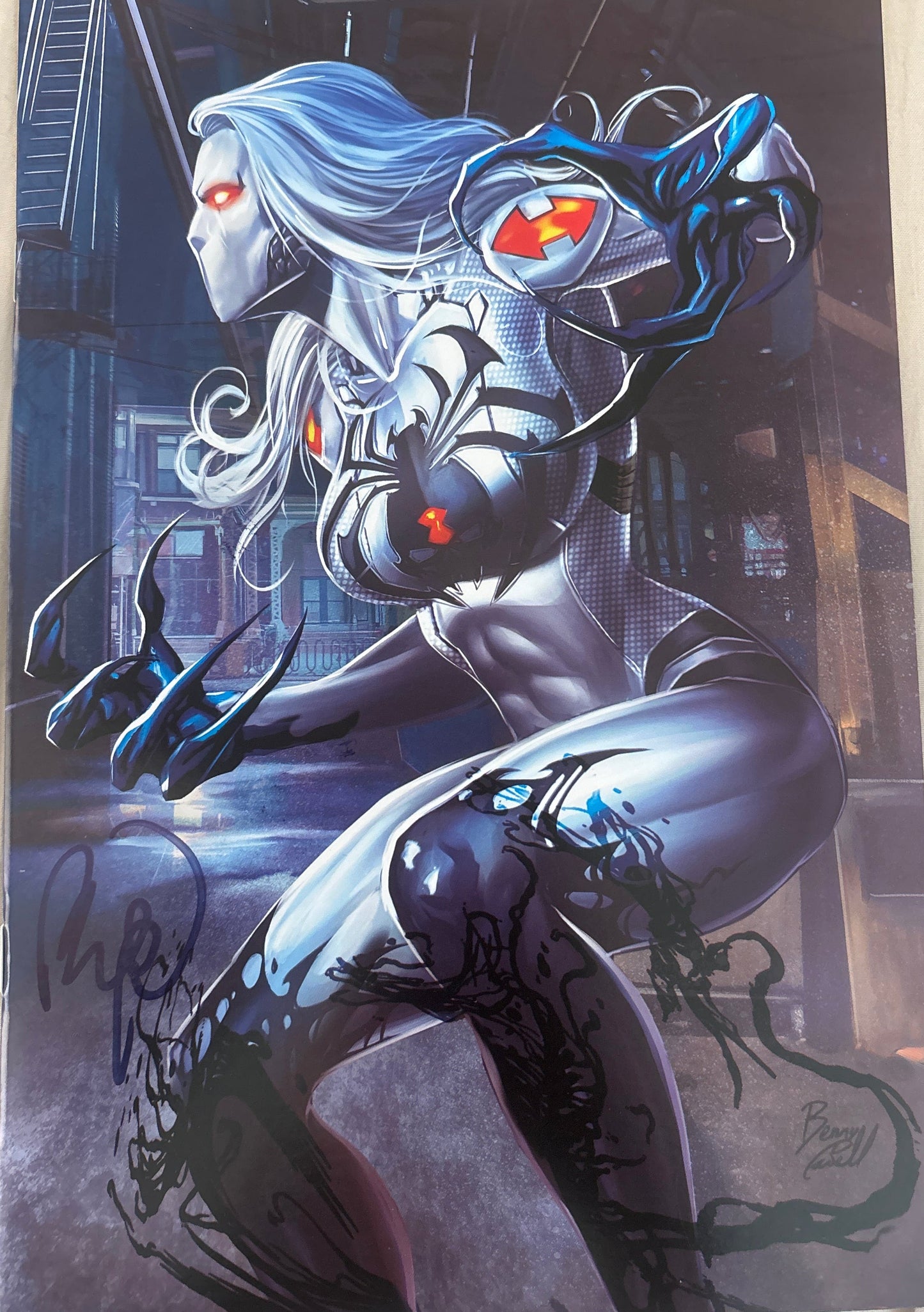 WHITE WIDOW #4 UNBOUND VIRGIN VARIANT COVER SIGNED BY BENNY POWELL WITH COA