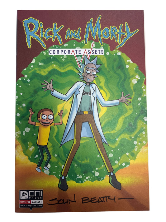 ONI PRESS RICK & MORTY CORPORATE ASSETS #1 VARIANT SIGNED BY JOHN BEATTY WITH CERTIFICATE OF AUTHENTICITY