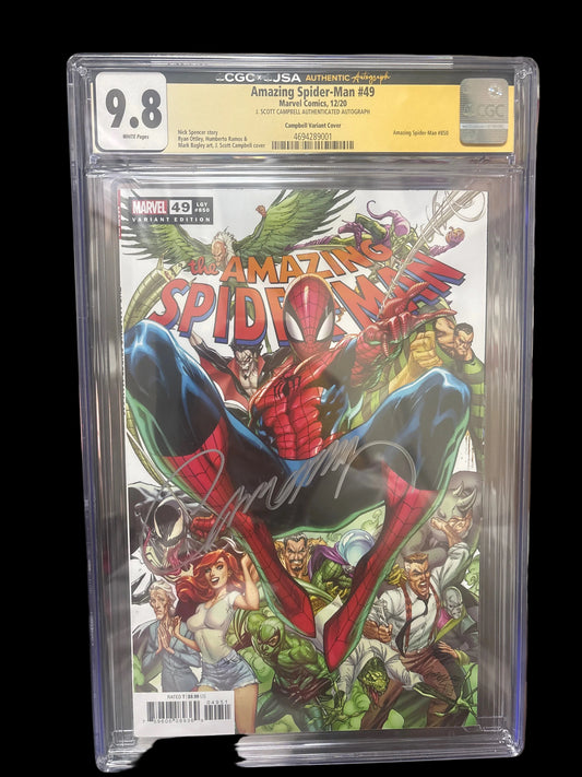 CGC X JSA 9.8 AMAZING SPIDER-MAN #49 SIGNED BY J. SCOTT CAMPBELL WHITE PAGES