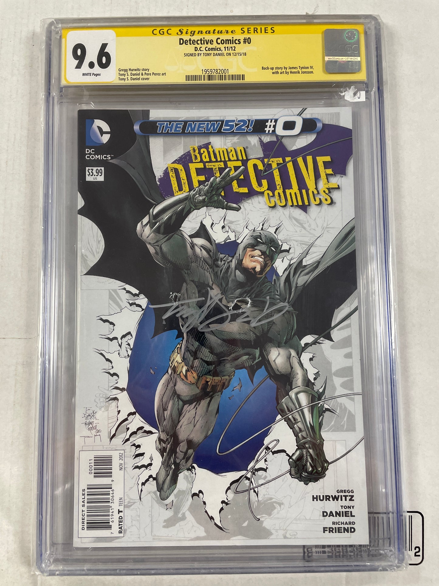 DETECTIVE COMICS #0 SS CGC 9.6 (2012, SIGNED BY TONY DANIEL!)