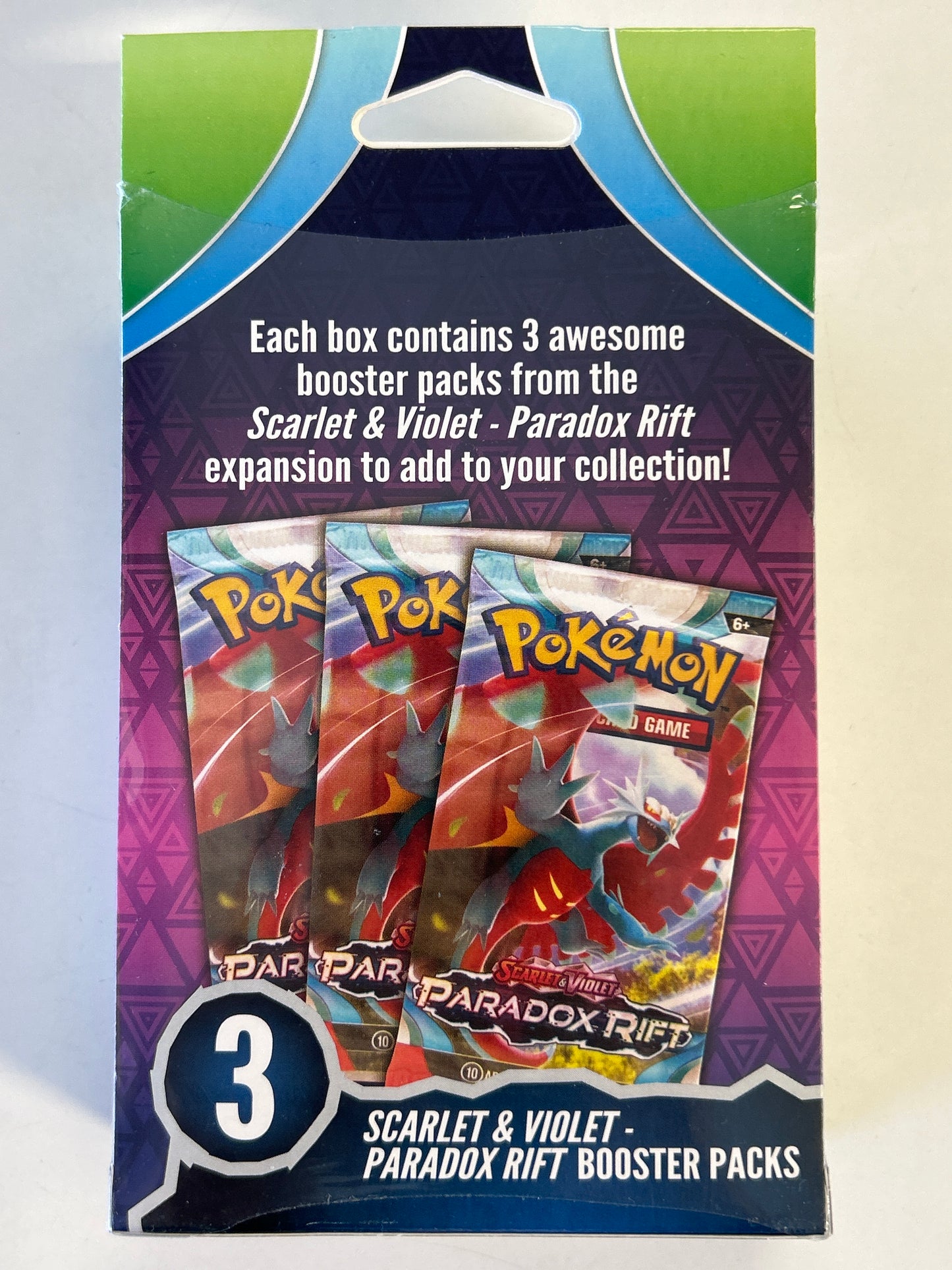 POKÉMON TCG SCARLET & VIOLET PARADOX RIFT 3 PACK BLISTER BOX look