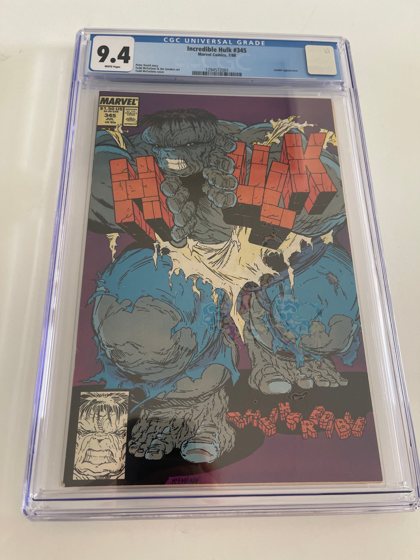 THE INCREDIBLE HULK #345 CGC 9.4 (1988, ICONIC TODD MCFARLANE HULK COVER!)