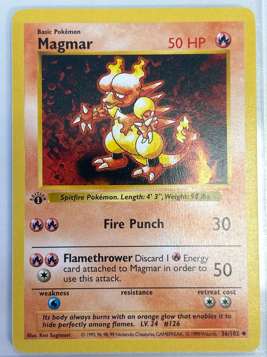 POKÉMON TCG MAGMAT 1ST EDITION NON HOLO SHADOWLESS 36/102 NEAR MINT CONDITION