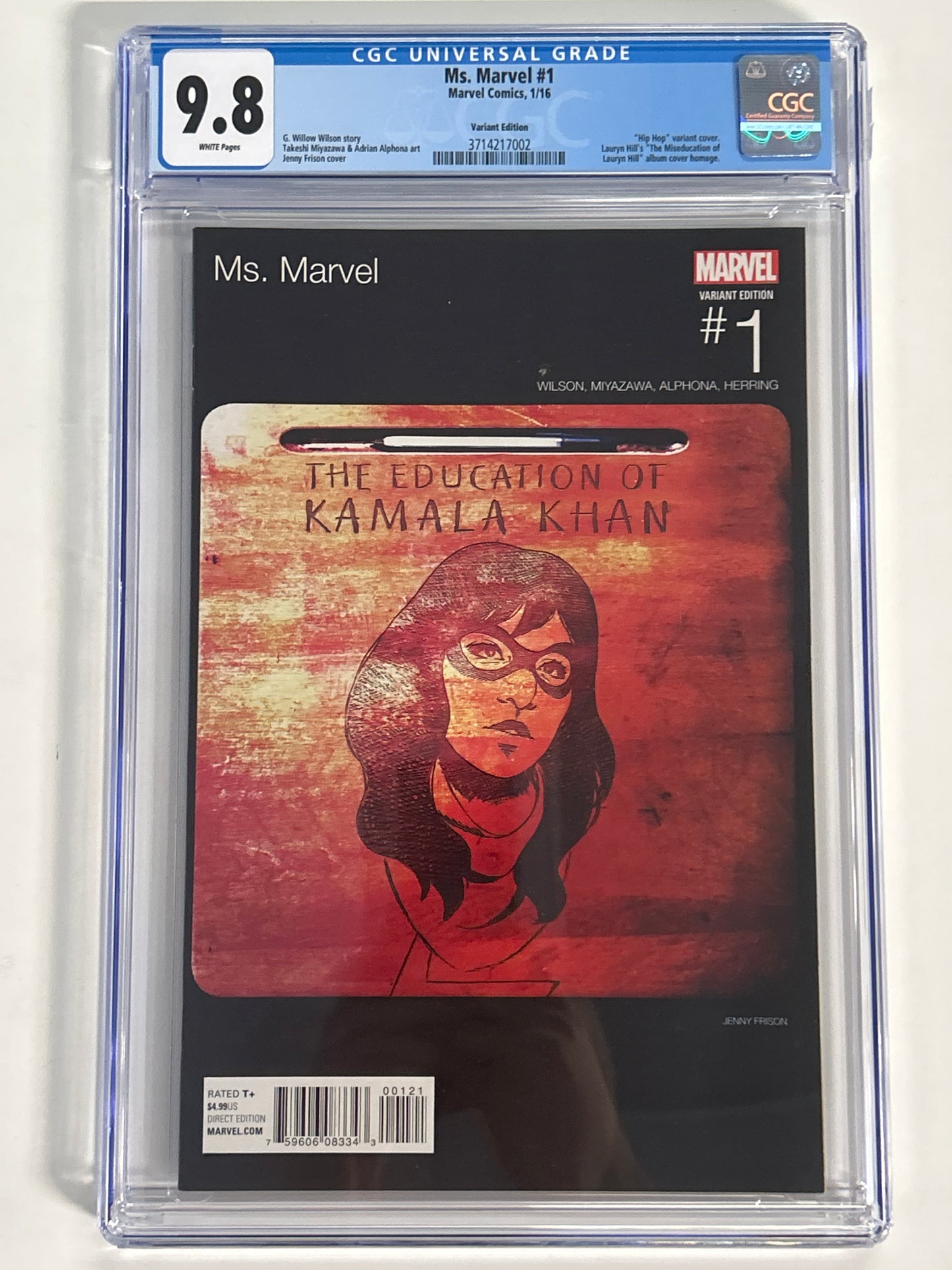 MARVEL COMICS MS. MARVEL #1 HIP HOP VARIANT CGC 9.8 WP