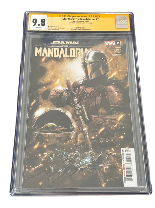 MARVEL COMICS STAR WARS THE MANDALORIAN #2 FIRST APPEARANCE GROGU SIGNED BY GEORGES JEANTY CGC 9.8