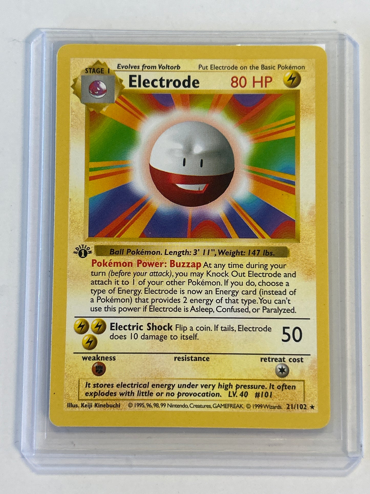 POKÉMON TCG ELECTRODE 1ST EDITION NON HOLO SHADOWLESS 21/103 NEAR MINT CONDITION