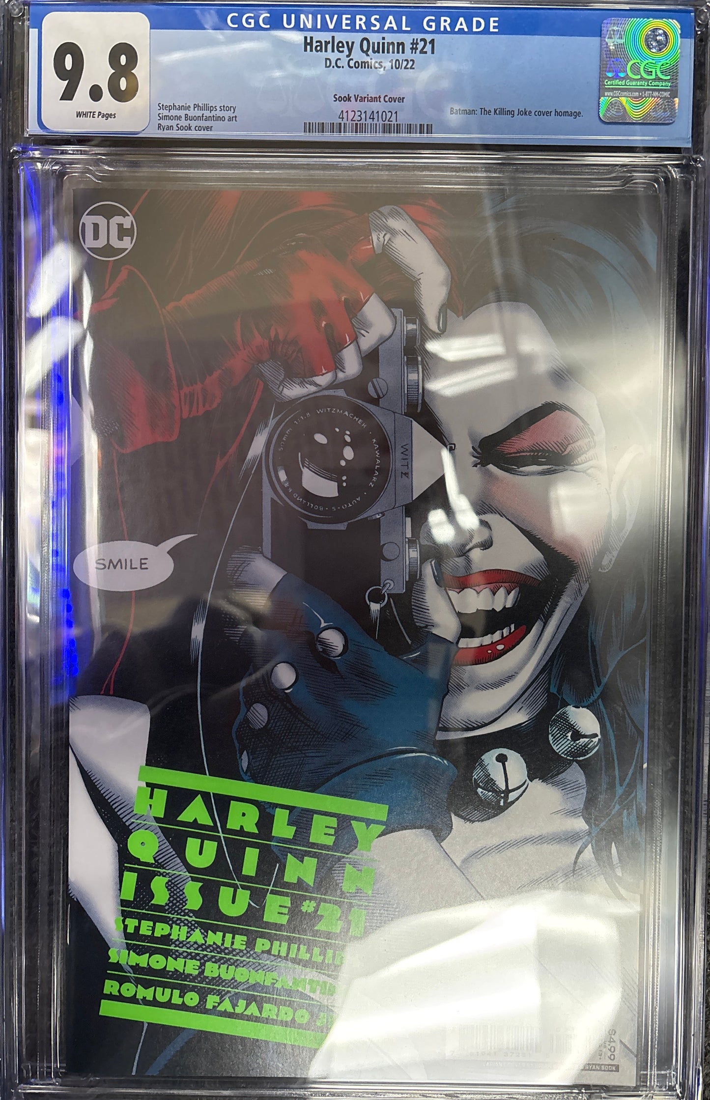 CGC UNIVERSAL GRADE 9.8 HARLEY QUINN #21 SOOK VARIANT COVER