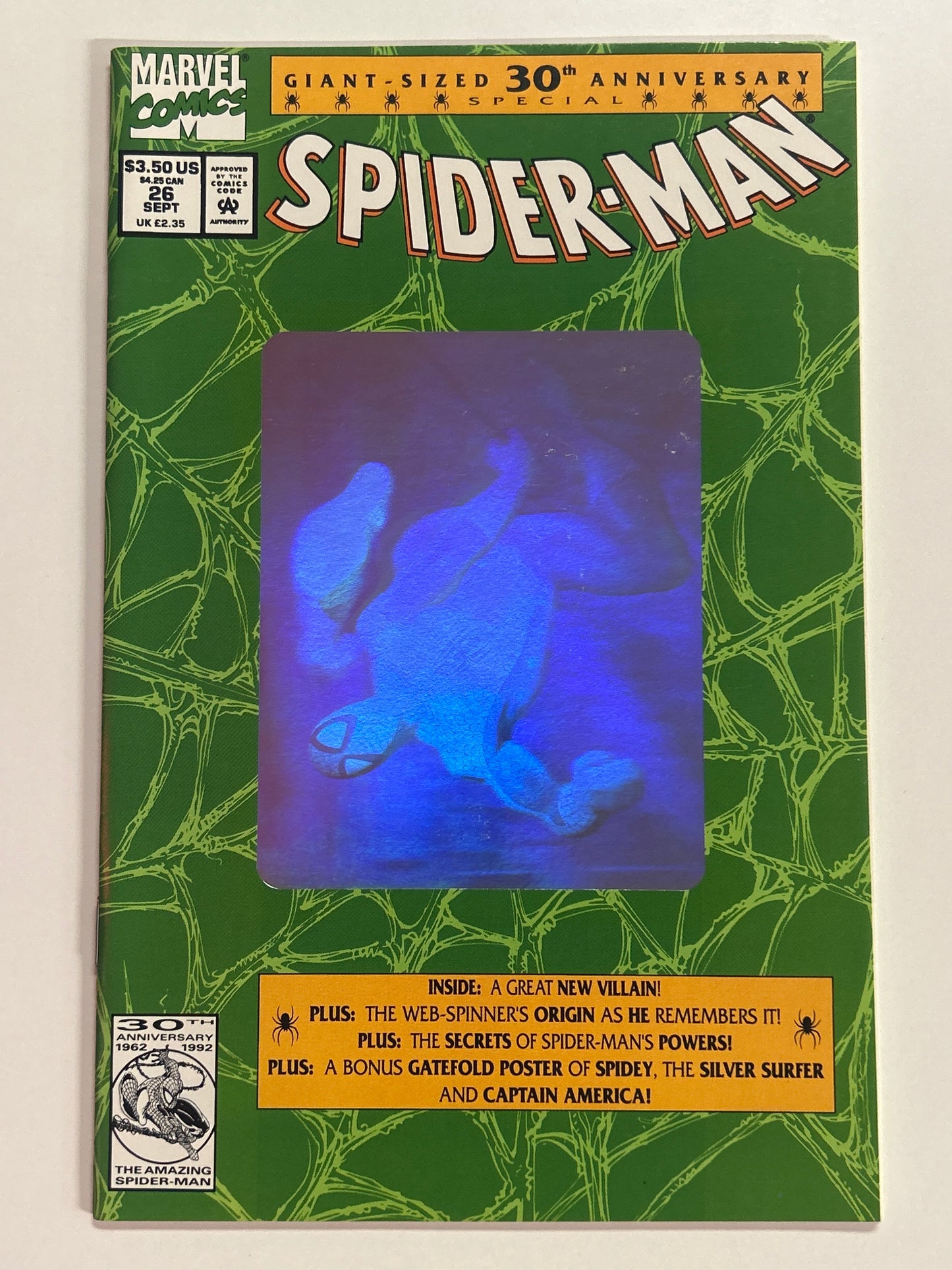 MARVEL COMICS SPIDER-MAN #26 GIANT-SIZED 30TH ANNIVERSARY SPECIAL HOLOGRAM NEAR MINT CONDITION