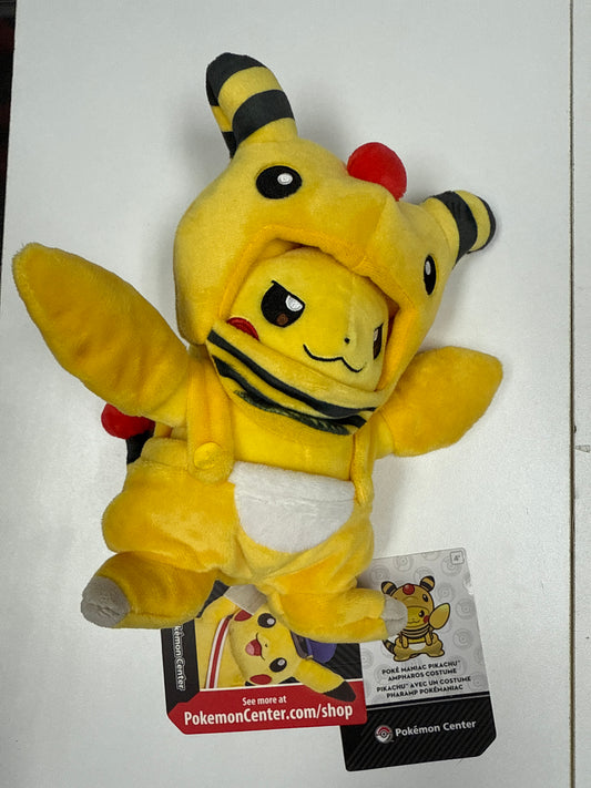 Authentic Brand New Pokemon Center Pikachu Ampharos Plush With Tag