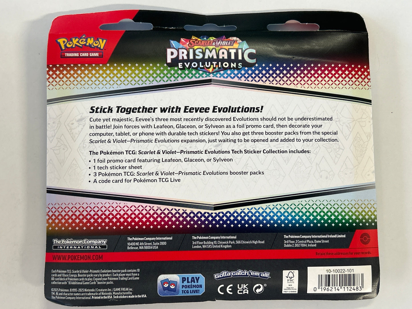 POKÉMON TCG SCARLET & VIOLET PRISMATIC EVOLUTIONS TECH STICKER COLLECTION 3 PACK BLISTER