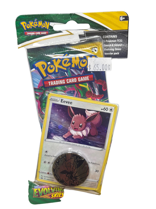 POKEMON SWORD AND SHIELD EVOLVING SKIES BOOSTER PACK W PROMO & COIN
