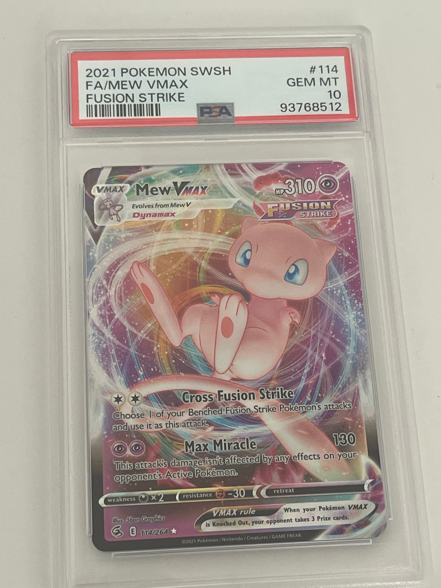 2021 POKEMON SWORD & SHIELD MEW VMAX FUSION STRIKE PSA 10