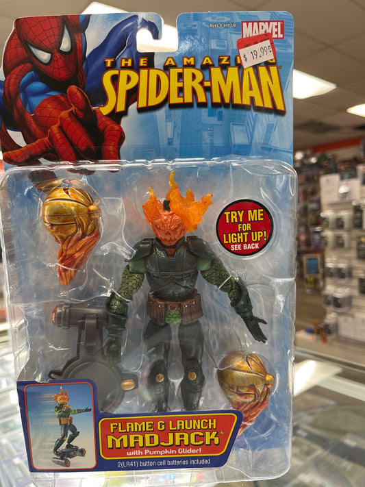 THE AMAZING SPIDER-MAN FLAME AND LAUNCH MADJACK ACTION FIGURE