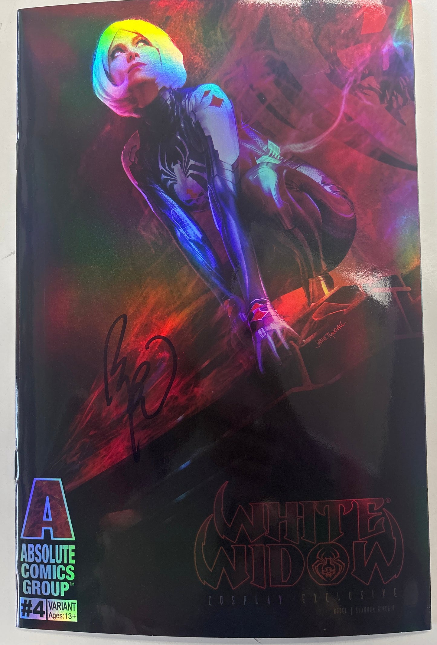 ABSOLUTE COMICS GROUP WHITE WIDOW COSPLAY EXCLUSIVE #4 SIGNED BY BENNY POWER WITH CERTIFICATE OF AUTHENTICITY