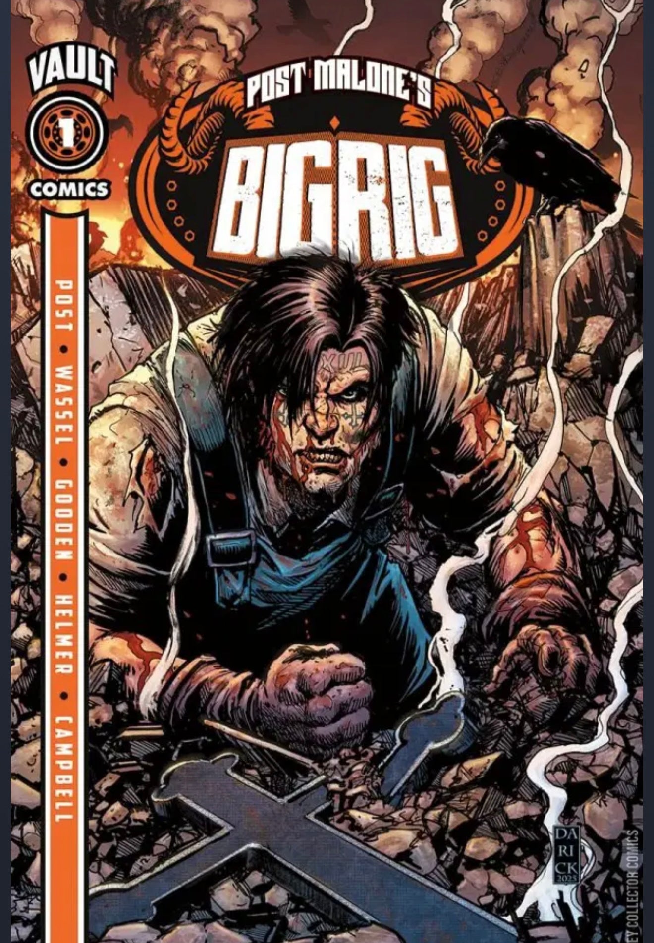 VAULT COMICS POST MALONES BIG RIG #1 SILVER VARIANT BY DERICK ROBERTSON