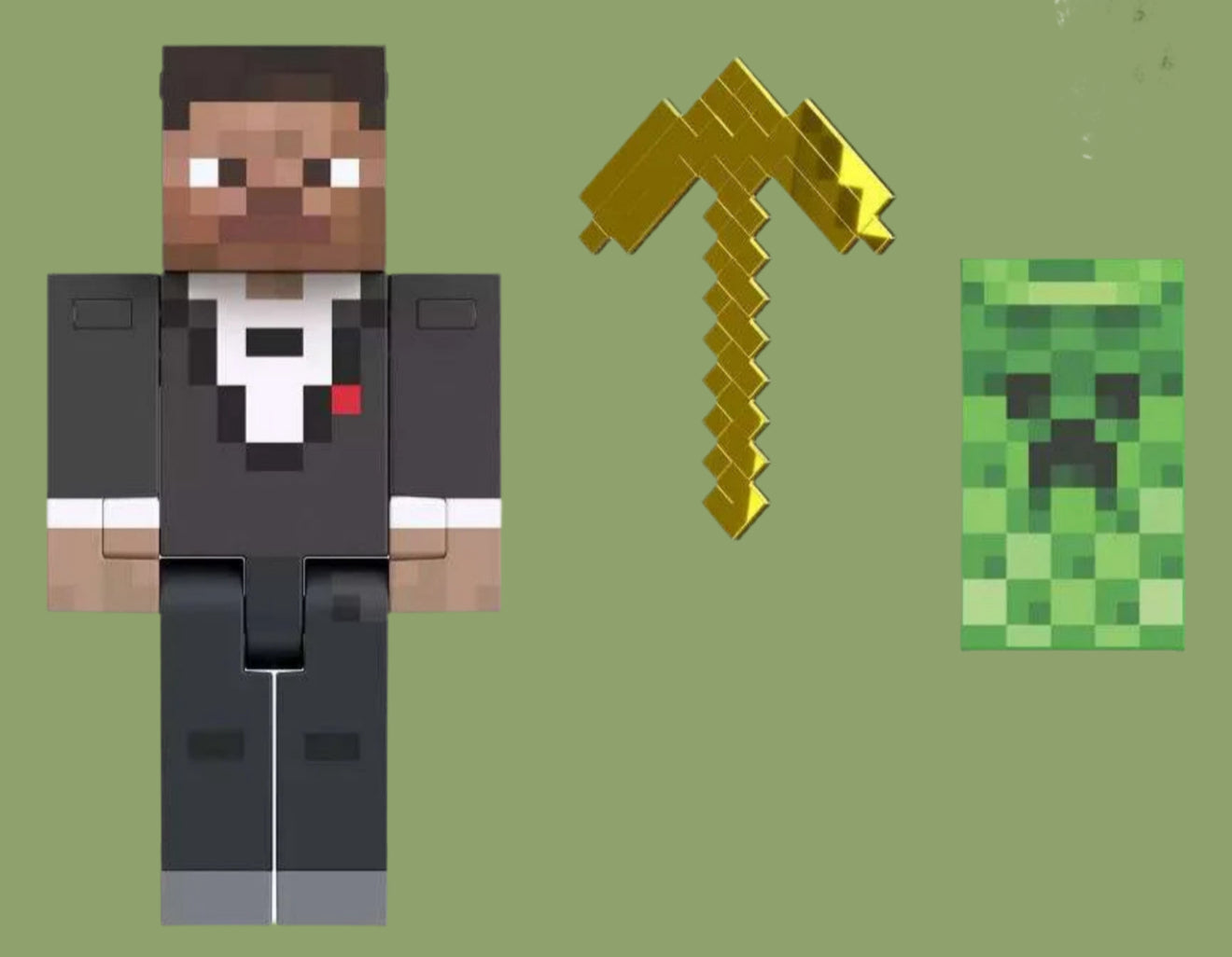 MOJANG MATTEL MINECRAFT 15 YEAR ANNIVERSARY STEVE WITH 24k PICKAXE, Tuxedo & CAPE