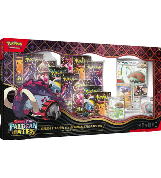 POKEMON TCG GREAT TUSK IRON TREADS PALDEAN FATES PREMIUM COLLECTION