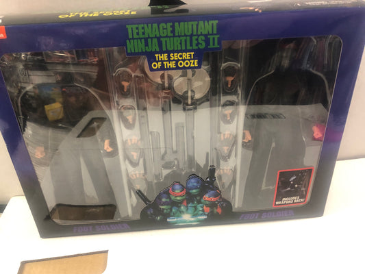 NECA TEENAGE MUTANT NINJA TURTLES II THE SECRET OF THE OOZE FOOT SOLDIERS WITH WEAPONS RACK
