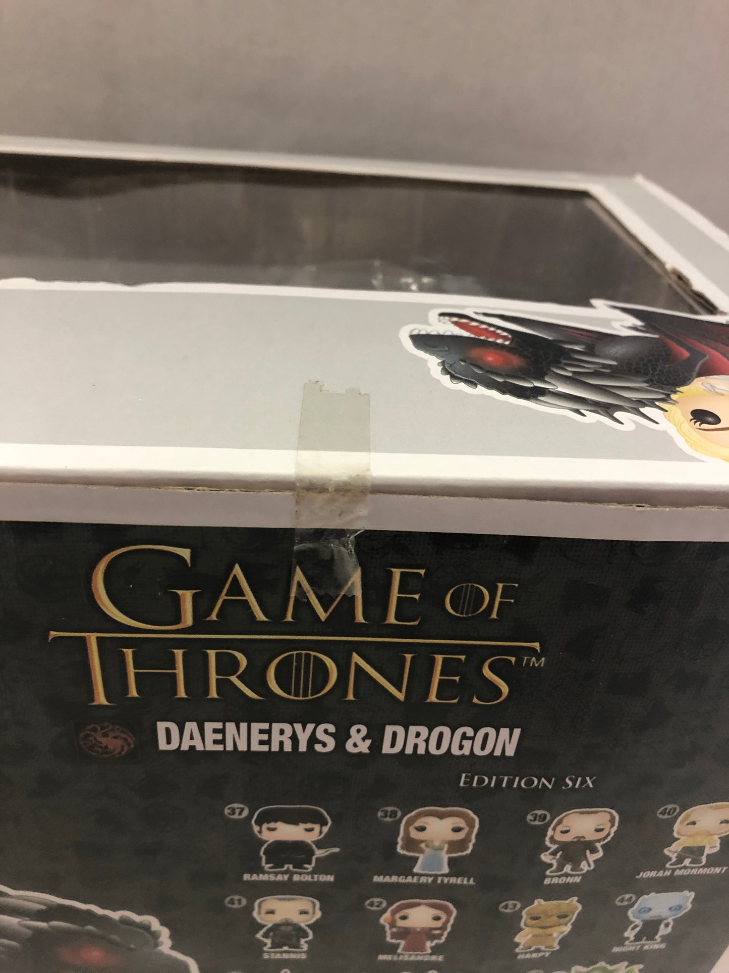 FUNKO POP RIDES GAME OF THRONES 15 DAENERYS AND DROGON OKAY CONDITION DENT IN SIDE OF BOX AND SMALL TEARS ON BOX