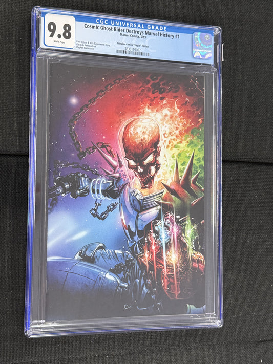 MARVEL COMICS COSMIC GHOSTRIDER DESTROYS MARVEL HISTORY #1 CGC 9.8 WP Scorpion Comics Virgin Edition