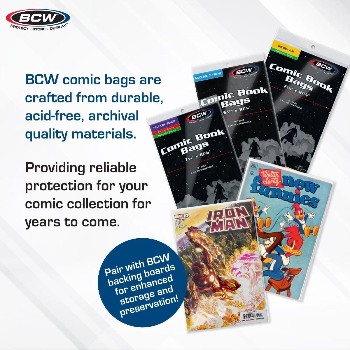 BCW RESEALABLE BAGS 2MIL POLYPROPYLENE MODERN/CURRENT