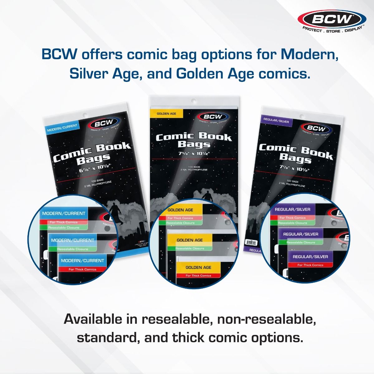 BCW RESEALABLE BAGS 2MIL POLYPROPYLENE MODERN/CURRENT