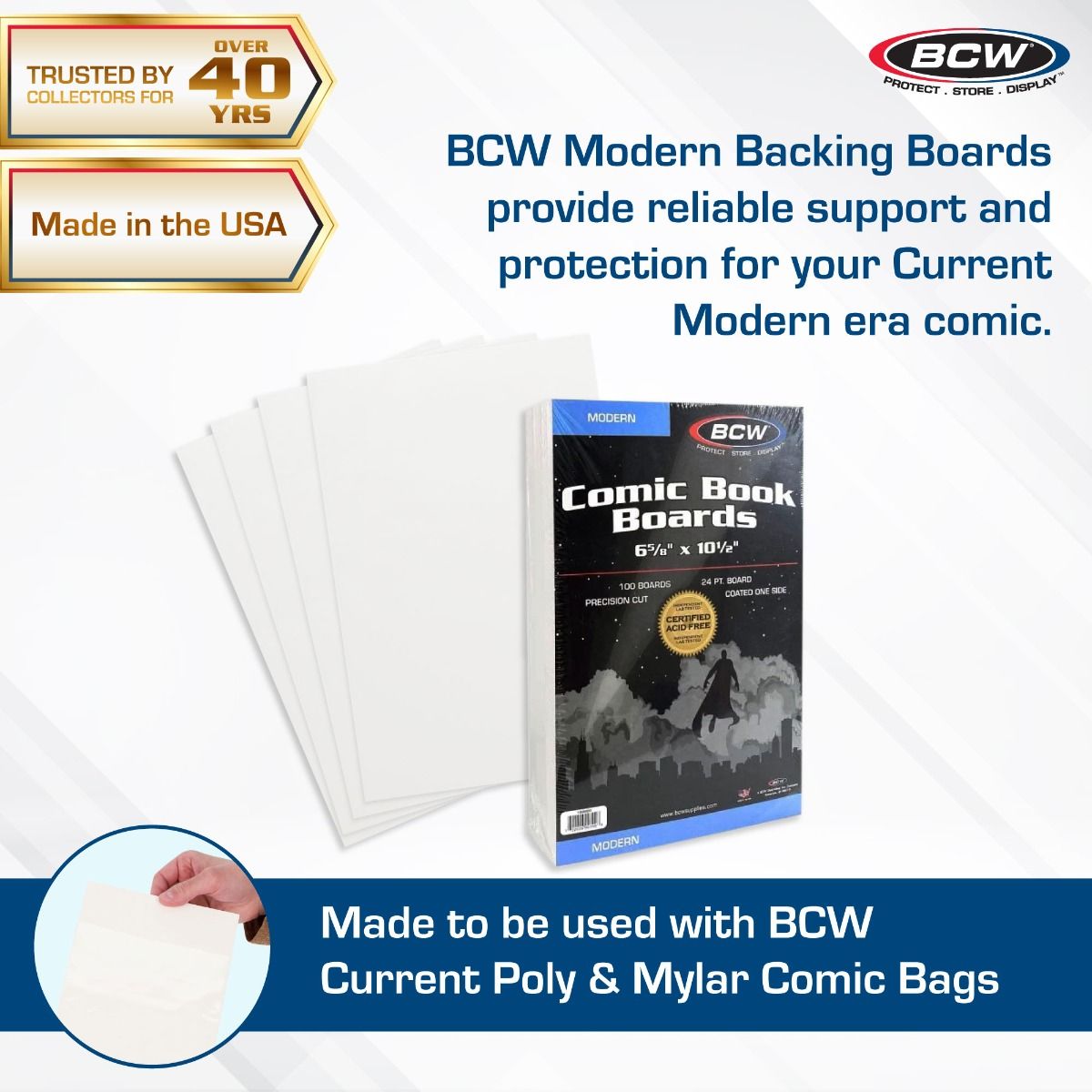 BCW COMIC BOOK BOARDS 24PT MODERN/CURRENT 100 PCS