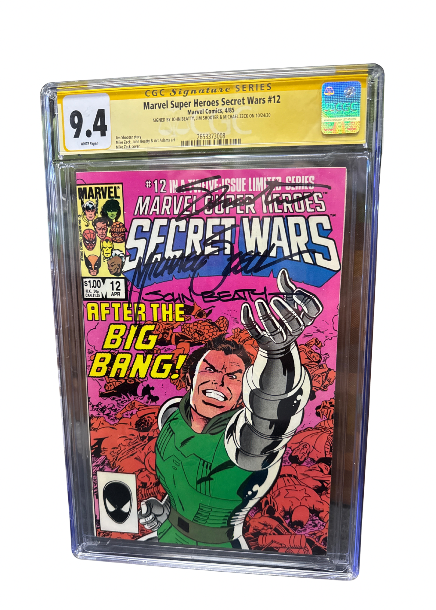 MARVEL COMICS CGC SIGNATURE SERIES MARVEL SUPERHEROES SECRET WARS #12 TRIPLE SIGNATURE 9.4