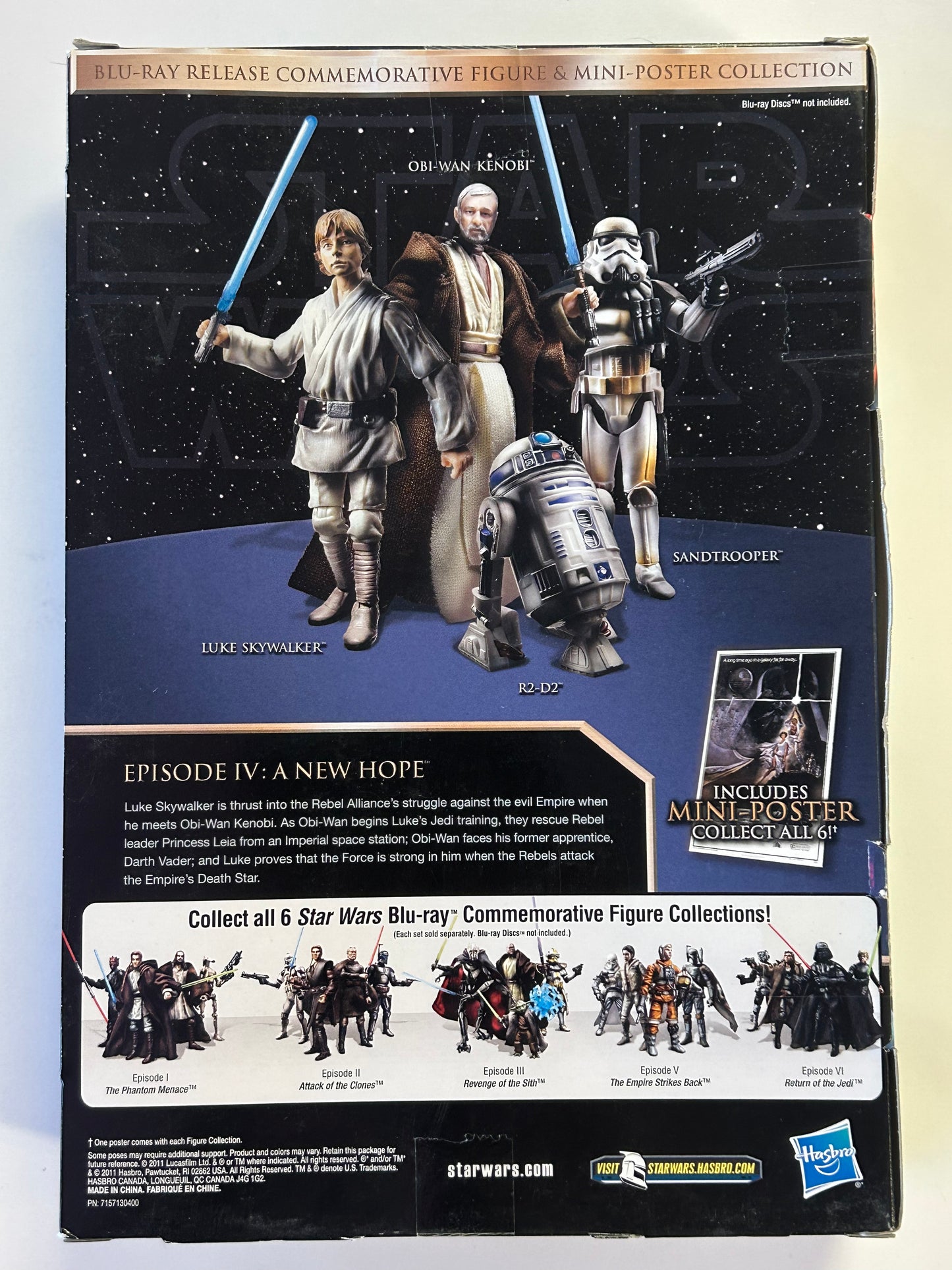 HASBRO STAR WARS EPISODE IV A NEW HOPE BLU-RAY COMMEMORATIVE FIGURES & POSTER NEW IN BOX NEAR MINT